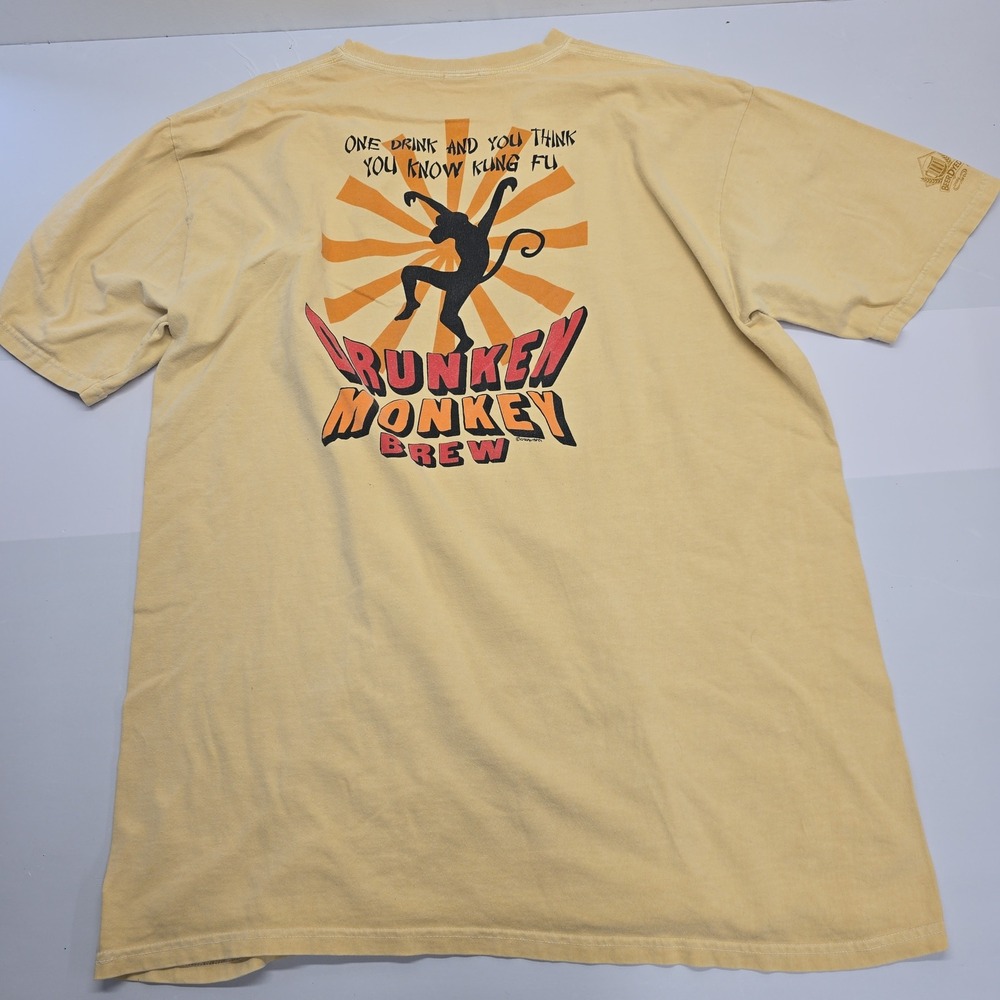 Crazy Shirts Drunken Monkey Brew Beer Dyed Graphic T-Shirt Mens XL Yellow Hawaii